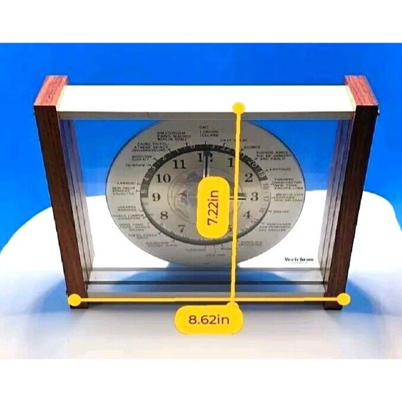 Verichron Quartz Time Zone Mantel Clock Japan Red Airplane J52 Wood BACK COVER - Picture 7 of 7